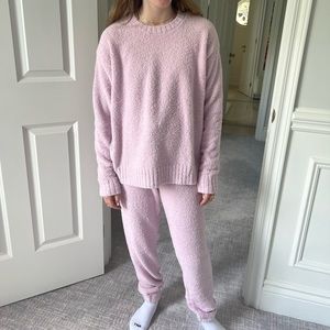 Pink fuzzy sweater set